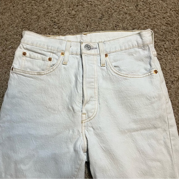 Levis 501 S Skinny Jeans Premium Denim High Rise Raw Hem Button Fly 26 x 30 - Picture 7 of 14